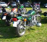 Heckansicht einer Kawasaki Z900 A1. Oldtimertreffen auf dem Gelände des Bikertreffs Mutter Vogel in Marl am 28.09.2025.