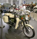 MZ TS250 Polizei, für die DDR-Polizei gebautes Dienstmotorad, 1-Zyl.2-Takt, 243ccm, 19PS, Vmax.115Km/h, Bauzeit 1973-79, Fahrzeugmuseum Suhl, April 2025