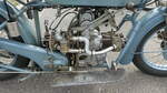 Victoria Motorrad KR6 A von 1927. 2-Zylinder, 4-Takt-Boxer Motor. 596ccm mit 18PS (13,4kW9. 3 Gänge. Vmax ca. 110km/h. Ein Leckerbissen ist die Zylinderanordnung in Längsachse. Foto: AVUS 100, 24.09.2021