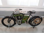 Ein Seidel & Naumann Germania Motorrad von 1904 war Mitte August 2020 im Verkehrszentrum des Deutschen Museums in München ausgestellt.