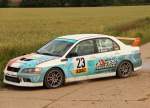 Mitsubishi EVO auf der Grabfeldrally 2011 WP 1 Fahrer: Windm�ller, Beifahrer: J�ckel.