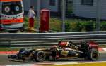 Lotus-Renault (Pastor Maldonado) 2014-er Formula 1 Rennwagen auf dem Hungaroring am 25.07.2014.