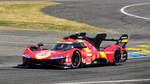 5. der 24h von Le Mans 2023, #50 Ferrari Hypercar LMH, Ferrari ist mit dem 499P zurück in der Topklasse der Sportwagen Weltmeisterschaft und in Le Mans. Die Fahrer:  Antonio Fuoco, Miguel Molina und Nicklas Nielsen, fuhren den Sieg mit: 337 Runden.  8.6.2023 Le Mans