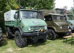=Unimogs stehen bei der Oldtimerausstellung in Gudensberg im Juni 2019