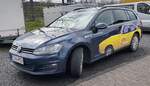 =VW Golf VII, als Werbeträger für den  PS-speicher , gesehen auf dem Freigelände der Technorama Kassel im März 2023