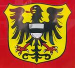 =Stadtwappen von GELNHAUSEN, angebracht auf dem MB Vito der dortigen Feuerwehr, abgelichtet auf dem Parkplatz der 2025er Rettmobil in Fulda