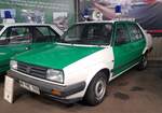 =VW Jetta II als ehemaliges Einsatzfahrzeug der Polizei ausgestellt im Polizei-Oldtimer-Museum Marburg, Oktober 2023