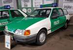 =Ford Sierra Turnier als ehemaliges Einsatzfahrzeug der Polizei steht im Polizei-Oldtimer-Museum Marburg, Oktober 2023