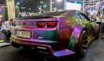 Rückansicht: moderner Chevrolet Camaro, ausgestellt auf der AMTS (Automobil un Tuning Show) in Budapest, März 2019.