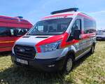 =Ford Transit vom BRK KV OBERALLGÄU Bereitschaft KEMPTEN, abgestellt auf dem Parkplatz der RettMobil im Mai 2025