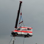 System Strobel Mercedes Benz Sprinter RTW in luftiger Höhe am 13.05.16 auf der RettMobil in Fulda