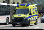 Rettungswagen  Mercedes  BE670320 unterwegs in der Stadt Bern am 06.07.2025