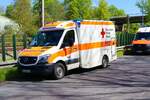 DRK Gelnhausen Mercedes Benz Sprinter RTW (10/83-2) bei einer Katastrophenschutzübung am 30.04.23 in Maintal Dörnigheim