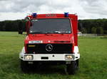 Feuerwehr Langenselbold Mercedes Benz Unimog U1550 SW2000 (Florian Langenselbold 1-62-1) am 09.09.17 bei einer Jugendfeuerwehr Großübung in Maintal Wachenbuchen