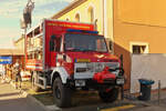 Mercedes Benz Unimog 1550 L, des CGDIS, dient am Tag des Zivilschutzes in Diekirch mit siener Einrichtung auf der Ladefl�che dazu die n�tigen Erkl�rungen zu den verschiedenen Vorf�hrungen zu geben. 27 09 2026 