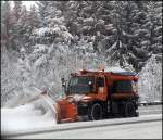 Am Morgen des 01.02.2010 ist die Schneefräse auf der A45 wieder im Einsatz.