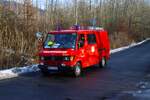 Feuerwehr Büdingen Vonhausen Mercedes Benz Vario TSF-W beim Abrücken am 31.01.26 nach einer Großübung in Büdinger Gewerbegebiet