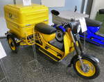 Simson  Albatros  SD50, leichtes Transportfahrzeug von der Simson Zweirad GmbH Suhl, dies speziell für die Deutsche Post, Bauzeit 2000-2002, 50ccm, 2-Takt, 3,3PS, Vmax.45Km/h, Tragkraft 120Kg, Fahrzeugmuseum Suhl, April 2025