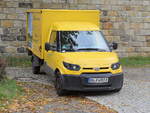 Deutsche Post Elektroauto am 23. Oktober 2021 in Bad Schandau (Sachsen) am Kurpark.