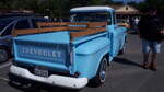 Heckansicht eines Chevrolet Apache C31 Stepside-Pickup aus dem Modelljahr 1959. Oldtimertreffen am 'Cafe del Sol' in Gelsenkirchen am 09.08.2026.