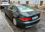 Rückansicht: BMW 3 Coupé e92 (Tiefgrün). Foto: Oktober, 2021.