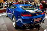 Die sechste Generation des Chevrolet Camaro (Rückansicht), fotografiert auf dem Autosalon Genf 2016.