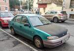 Hyundai Accent 1994 in der Farbe Medium Polinesioan Green, gesehen in Oktober 2020.