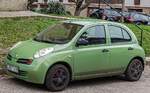 Nissan Micra K12 (dritte Generation) in der Lackierung Seagrass Green.