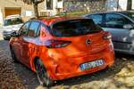 Rückansicht: Opel Corsa F in Dynamik Orange (Power Orange) Foto: Oktober, 2021.