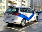 Heckansicht des Opel Zafira der am 30.1.2020 in Bern parkiert ist.