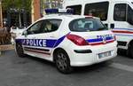 =Peugeot als Dienstfahrzeug der französischen Polizei steht im September 2017 in Nizza