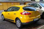 Rückansicht: Renault Mégane Mk3 in Jaune Sport.