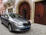 SKODA-Superb, als Diplomatenfahrzeug vor der Britischen Botschaft in Bratislava; 130828
