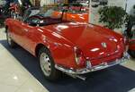 Das schöne  Hinterteil  der Alfa Romeo Giulietta Spider von 1962. The Malta Classic Car Collection in Saint Paul´s Bay am 09.09.2023.