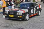 Audi Coue Quattro, BJ 1985,hat das Endziel bei der Luxemburg Classic rallye in der Stadt Luxemburg fast erreicht.