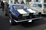 Heckansicht eines Chevrolet Camaro in der sportlichen SS-Version aus dem Modelljahr 1968. Oldtimertreffen an Mo´s Bikertreff in Krefeld am 10.04.2022.