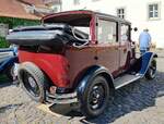 =Citroen AC 4 Landaulet, Bj. 1930, 1631 ccm, 30 PS, ein ehemaliges Pariser Taxi, gesehen bei der Oldtimerausstellung bei Schloss Fasanerie, 06-2025