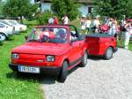 Süßer Feger:  Vanessa Car Cabrio 650 (Fiat 126) mit kleinem Anhänger in Extrasonderanfertigung bei der Oldtimerauffahrt in Neukirchen/Vöckla; 080706