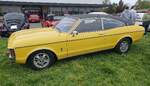 Profilansicht eines daytonagelben Ford Granada MK1 Coupe in der exklusiven GXL-Version. Oldtimertreffen Lorch-Ransel am 12.04.2026.