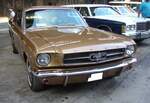 Hier wurde ein 1964´er Ford Mustang in der Karosserievariante Hardtop Coupe, im selten bestellten Farbton prairie bronce, abgelichtet.