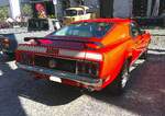 Heckansicht eines Ford Mustang 1 Mach 1 Fastback Coupe im Farbton calypso coral aus dem Modelljahr 1970. Oldtimer Fr�hling des AMC Kettwig am 01.05.2026 in Essen Kettwig.