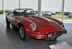 Jaguar, 1973, E type V12, Roadster ,  Aufnahme am 12.09.2017, im Museonicolis Villafranca Italien. Auf Nachfrage ist Fotgrafieren ist im Museum erlaub ( Info, Regelment, Artikel 2)