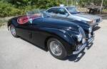 Jaguar XK 140 OTS = O pen T wo S eater. Der von 1955 bis 1957 gebaute Sportwagen hat einen Sechszylinderreihenmotor mit einem Hubraum von 3441 cm� und einer Leistung von 190 PS. Die Spitzengeschwindigkeit gab das Werk in Coventry mit 207 km/h an. 18. Oldtimerfestival an der  Alten Dreherei  in M�lheim an der Ruhr am 20.06.2026.