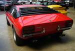 Heckansicht eines Lamborghini Urraco P250 aus dem Jahr 1974, der seine  Jugend  im süditalienischen Bari verbracht hat.