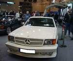 Fronansicht eines Mercedes Benz C126 500SEC aus dem Jahr 1984, umgebaut von SGS.
