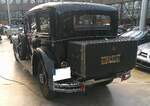 Heckansicht einer Mercedes Benz W07 770 Pullman Limousine. Anhand des noch in Fragmenten erhaltenen Vorkriegskennzeichen 'IY 74900' kann man erkennen, dass dieses Auto damals im Regierungsbezirk D�sseldorf zugelassen war. Classic Remise D�sseldorf am ...