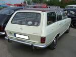 Heckansicht eines fünftürigen Opel Kadett B CarAvan aus dem Jahr 1970.
