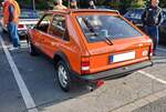 Heckansicht eines Opel Kadett D 1.3S in der sportlichen SR-Ausstattung. Oldtimertreffen am Cafe del Sol in Gelsenkirchen am 11.09.2026.