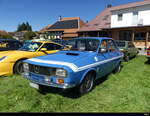 Renault R12 Gordini in Blau mit Weiser Zierlinie zu Besuch am Oldtimer Treffen in Lüterswil/SO am 31.08.2025
