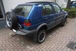 Heckansicht eines VW Golf II Country im Farbton bright blue. 13. Saarner Oldtimer-Cup am 30.08.2026 in M�lheim an der Ruhr/Saarn.
